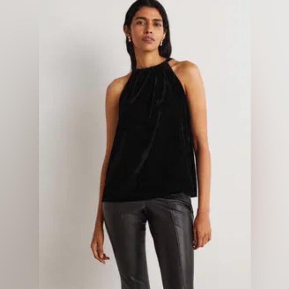 Boden NWT velvet halterneck top navy size US 6